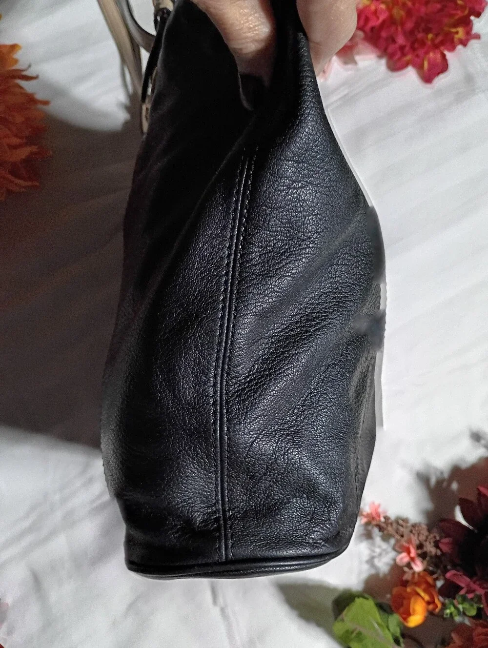 Michael Kors Black Leather Tote with Beige Straps